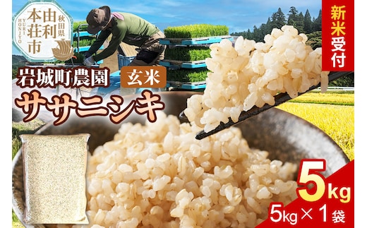《令和8年産 新米受付》【玄米】ササニシキ 5kg(5kg×1袋) 秋田県 由利本荘市産 真空パック 岩城町農園 [新米予約 米 お米 玄米 秋田県産 ササニシキ ブランド米 食卓 おにぎり 秋田県産 秋田]