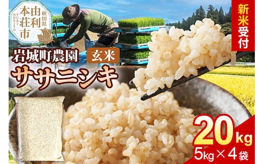 《令和8年産 新米受付》【玄米】ササニシキ 20kg(5kg×4袋) 秋田県 由利本荘市産 真空パック 岩城町農園 [新米予約 米 お米 玄米 秋田県産 ササニシキ ブランド米 食卓 おにぎり 秋田県産 秋田]