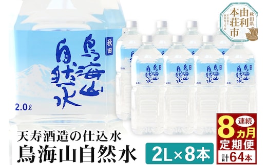 《定期便8ヶ月》鳥海山自然水(2L)8本×8か月連続 計64本