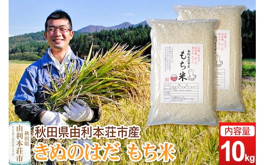 《予約受付》令和7年産【もち米】 10kg（5kg×2袋） 秋田県 由利本荘市産 きぬのはだ 精米 10kg