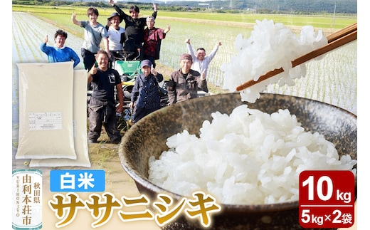 【白米】秋田県由利本荘市産 ササニシキ 10kg（5kg×2袋）令和6年産