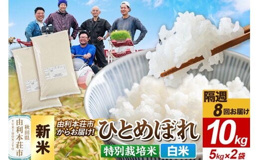 ＜令和8年産 新米＞《2週間毎お届け》【定期便8回】【白米】ひとめぼれ 10kg（5kg×2袋）特別栽培米 秋田県産 [ひとめぼれ 新米 米 お米 白米 精米 特別栽培米 ブランド米 食卓 おにぎり 秋田県産 秋田]
