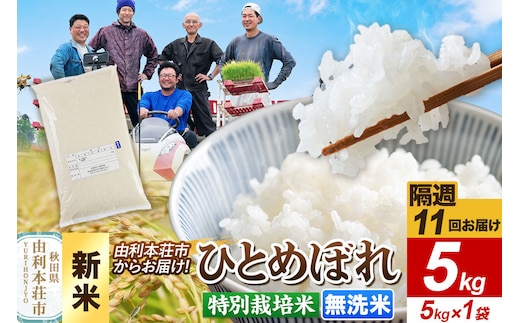 ＜令和8年産 新米＞《2週間毎お届け》【定期便11回】【無洗米】ひとめぼれ 5kg（5kg×1袋）特別栽培米 秋田県産 [ひとめぼれ 新米 米 お米 無洗米 特別栽培米 ブランド米 食卓 おにぎり 秋田県産 秋田]