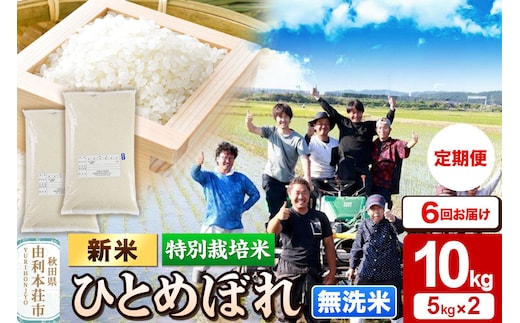 ＜令和8年産 新米＞《定期便6ヶ月》【無洗米】特別栽培米 ひとめぼれ 10kg（5kg×2袋）秋田県産 [ひとめぼれ 新米 米 お米 無洗米 特別栽培米 ブランド米 食卓 おにぎり 秋田県産 秋田]