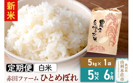 ＜令和8年産 新米＞《6ヶ月定期便》【 白米 】秋田県産ひとめぼれ 5kg [新米 米 お米 こめ 白米 精米 ひとめぼれ ブランド米 食卓 おにぎり 秋田県産 秋田県 由利本荘市]