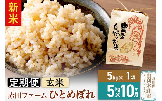 ＜令和8年産 新米＞《10ヶ月定期便》【玄米】秋田県産ひとめぼれ 5kg [新米 米 お米 こめ 玄米 ひとめぼれ ブランド米 食卓 おにぎり 秋田県産 秋田県 由利本荘市]