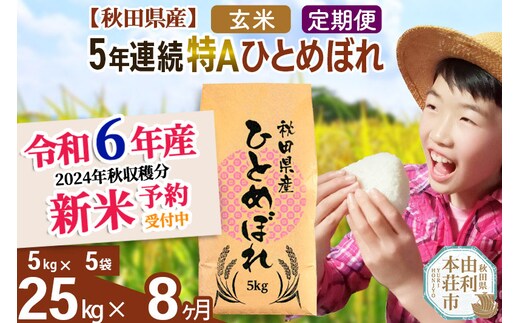 令和6年産 新米予約※《定期便8ヶ月》【玄米】5年連続特A 秋田県産