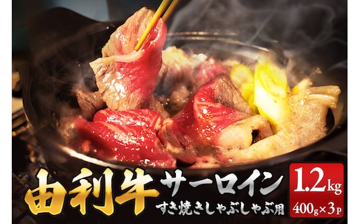 秋田由利牛 サーロインすき焼き・しゃぶしゃぶ用 400g×3パック