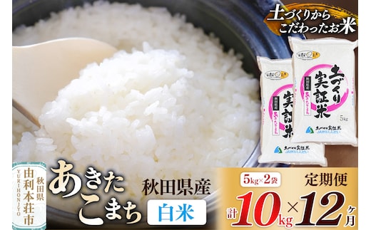 【白米】《定期便》 10kg (5kg袋小分け) ×12回 令和7年産 あきたこまち 土作り実証米 合計120kg 秋田県産