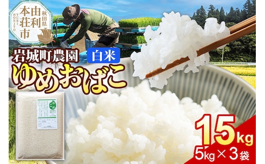 【白米】ゆめおばこ 秋田県産 岩城町農園のゆめおばこ 15kg（5kg×3袋）令和7年産 真空パック [ゆめおばこ 米 お米 こめ 白米 精米 食卓 ご飯 ごはん おにぎり 秋田県 由利本荘市]
