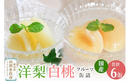 Sanuki フルーツ缶詰 東北産洋梨・2つ割り白桃缶詰 各3缶セット