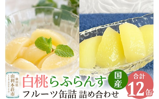 Sanuki 国産 フルーツ缶詰 2種12缶セット (スライス白桃・薄切りらふらんす)