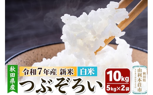 【白米】秋田県由利本荘市産 つぶぞろい 10kg（5kg×2袋）令和7年産