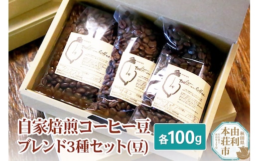 自家焙煎コーヒー豆ブレンド3種セット（豆）各100g