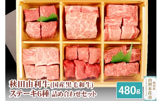 秋田由利牛 ステーキ6種詰め合わせセット 合計480g
