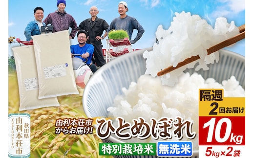 《2週間毎お届け》【定期便2回】令和8年産 新米受付【無洗米】ひとめぼれ 10kg（5kg×2袋）特別栽培米 秋田県産 [ひとめぼれ 新米予約 米 お米 無洗米 特別栽培米 ブランド米 食卓 おにぎり 秋田県産 秋田]