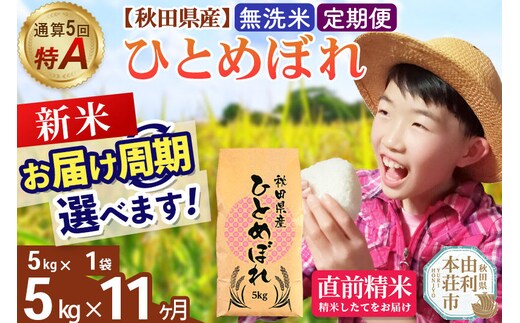 《令和8年産 新米受付》《定期便11ヶ月》【無洗米】通算5回特A 秋田県産ひとめぼれ 5kg(5kg×1袋)×11回 お届け周期調整 隔月に調整OK お米 米 こめ 藤岡農産 [米 無洗米 白米 特A 精米 秋田県 東北 お米 ひとめぼれ 小袋 小分け 直前精米 おいしい米 おすすめ]