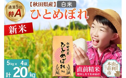《令和8年産 新米受付》《1回のみお届け》【白米】通算5回特A 秋田県産ひとめぼれ 20kg(5kg×4袋) お米 米 こめ 藤岡農産 [米 白米 特A 精米 秋田県 東北 お米 ひとめぼれ 小袋 小分け 直前精米 おいしい米 おすすめ]