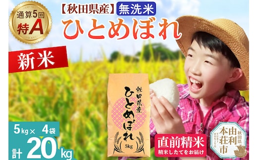《令和8年産 新米受付》《1回のみお届け》【無洗米】通算5回特A 秋田県産ひとめぼれ 20kg(5kg×4袋) お米 米 こめ 藤岡農産 [米 無洗米 白米 特A 精米 秋田県 東北 お米 ひとめぼれ 小袋 小分け 直前精米 おいしい米 おすすめ]
