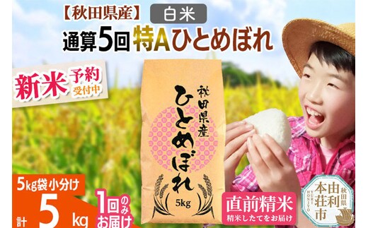 《予約受付》《1回のみお届け》令和7年産 【無洗米】通算5回特A 秋田県産ひとめぼれ 計10kg (5kg×2袋)
