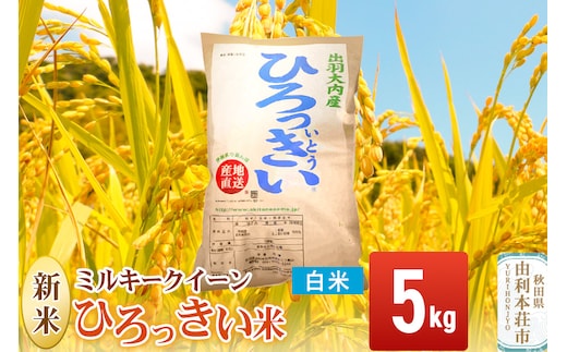 【白米】 秋田県産 ミルキークイーン 5kg 令和7年産 ひろっきい米