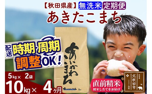 ※令和7年産※《定期便4ヶ月》秋田県産 あきたこまち 10kg【無洗米】(5kg小分け袋) 2025年産 お届け時期選べる お届け周期調整可能 隔月に調整OK お米 藤岡農産 [藤岡農産 秋田 お米 あきたこまち 米どころ 東北 北秋田市 定期便 毎月お届け]