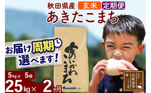 ※令和7年産※《定期便2ヶ月》秋田県産 あきたこまち 25kg【玄米】(5kg小分け袋) 2025年産 お届け周期調整可能 隔月に調整OK お米 藤岡農産 [藤岡農産 秋田 お米 あきたこまち 米どころ 東北 北秋田市 定期便 毎月お届け]