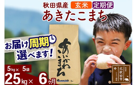 ※令和7年産※《定期便6ヶ月》秋田県産 あきたこまち 25kg【玄米】(5kg小分け袋) 2025年産 お届け周期調整可能 隔月に調整OK お米 藤岡農産 [藤岡農産 秋田 お米 あきたこまち 米どころ 東北 北秋田市 定期便 毎月お届け]