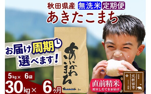 ※令和7年産※《定期便6ヶ月》秋田県産 あきたこまち 30kg【無洗米】(5kg小分け袋) 2025年産 お届け周期調整可能 隔月に調整OK お米 藤岡農産 [藤岡農産 秋田 お米 あきたこまち 米どころ 東北 北秋田市 定期便 毎月お届け]