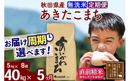 ※令和7年産※《定期便5ヶ月》秋田県産 あきたこまち 40kg【無洗米】(5kg小分け袋) 2025年産 お届け周期調整可能 隔月に調整OK お米 藤岡農産 [藤岡農産 秋田 お米 あきたこまち 米どころ 東北 北秋田市 定期便 毎月お届け]