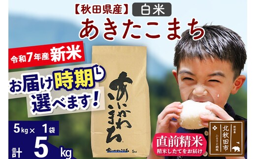 ※令和7年産 新米※秋田県産 あきたこまち 5kg【白米】(5kg小分け袋)【1回のみお届け】2025年産 お届け時期選べる お米 藤岡農産