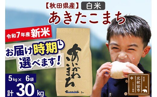 ※令和7年産 新米※秋田県産 あきたこまち 30kg【白米】(5kg小分け袋)【1回のみお届け】2025年産 お届け時期選べる お米 藤岡農産