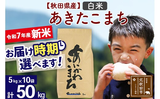 ※令和7年産 新米※秋田県産 あきたこまち 50kg【白米】(5kg小分け袋) 【1回のみお届け】2025年産 お届け時期選べる お米 藤岡農産