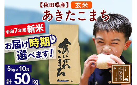 ※令和7年産 新米※秋田県産 あきたこまち 50kg【玄米】(5kg小分け袋) 【1回のみお届け】2025年産 お届け時期選べる お米 藤岡農産