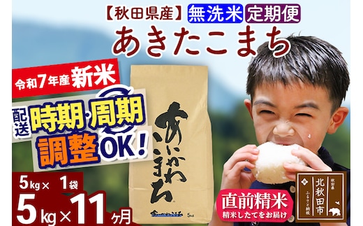 ※令和7年産 新米※《定期便11ヶ月》秋田県産 あきたこまち 5kg【無洗米】(5kg小分け袋) 2025年産 お届け時期選べる お届け周期調整可能 隔月に調整OK お米 藤岡農産