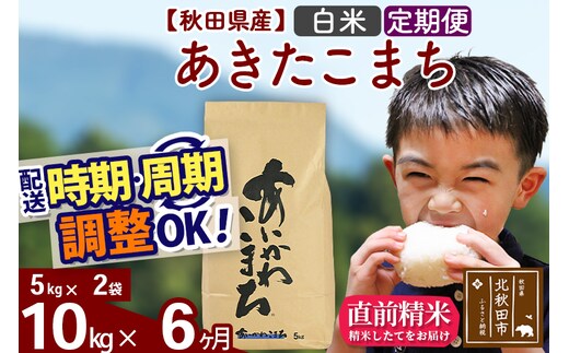 ※令和7年産※《定期便6ヶ月》秋田県産 あきたこまち 10kg【白米】(5kg小分け袋) 2025年産 お届け時期選べる お届け周期調整可能 隔月に調整OK お米 藤岡農産
