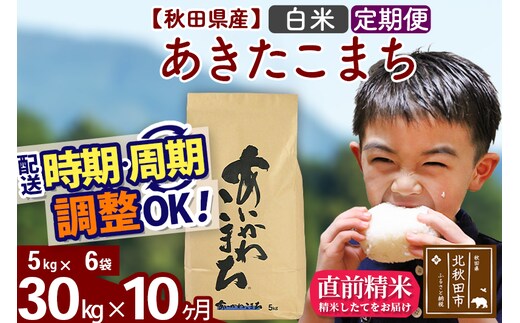 ※令和7年産※《定期便10ヶ月》秋田県産 あきたこまち 30kg【白米】(5kg小分け袋) 2025年産 お届け時期選べる お届け周期調整可能 隔月に調整OK お米 藤岡農産