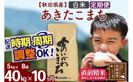 ※令和7年産※《定期便10ヶ月》秋田県産 あきたこまち 40kg【白米】(5kg小分け袋) 2025年産 お届け時期選べる お届け周期調整可能 隔月に調整OK お米 藤岡農産