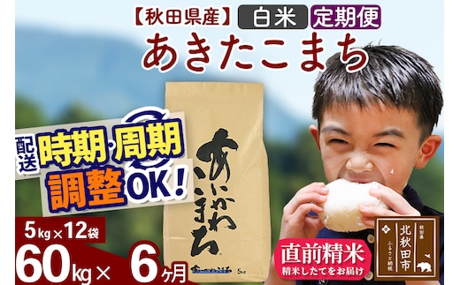 ※令和7年産※《定期便6ヶ月》秋田県産 あきたこまち 60kg【白米】(5kg小分け袋) 2025年産 お届け時期選べる お届け周期調整可能 隔月に調整OK お米 藤岡農産