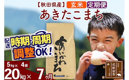 ※令和7年産※《定期便7ヶ月》秋田県産 あきたこまち 20kg【玄米】(5kg小分け袋) 2025年産 お届け時期選べる お届け周期調整可能 隔月に調整OK お米 藤岡農産