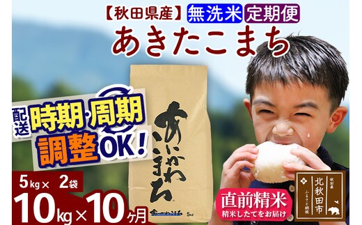 ※令和7年産※《定期便10ヶ月》秋田県産 あきたこまち 10kg【無洗米】(5kg小分け袋) 2025年産 お届け時期選べる お届け周期調整可能 隔月に調整OK お米 藤岡農産