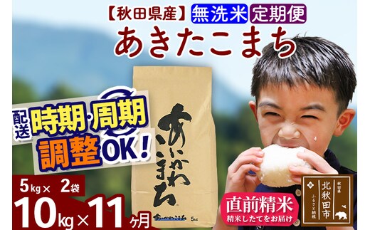 ※令和7年産※《定期便11ヶ月》秋田県産 あきたこまち 10kg【無洗米】(5kg小分け袋) 2025年産 お届け時期選べる お届け周期調整可能 隔月に調整OK お米 藤岡農産