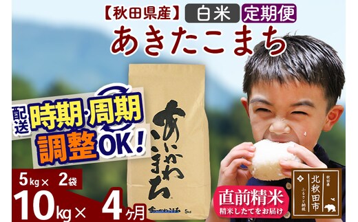 ※令和7年産※《定期便4ヶ月》秋田県産 あきたこまち 10kg【白米】(5kg小分け袋) 2025年産 お届け時期選べる お届け周期調整可能 隔月に調整OK お米 藤岡農産