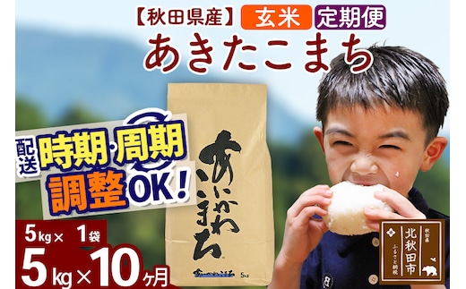 ※令和7年産※《定期便10ヶ月》秋田県産 あきたこまち 5kg【玄米】(5kg小分け袋) 2025年産 お届け時期選べる お届け周期調整可能 隔月に調整OK お米 藤岡農産