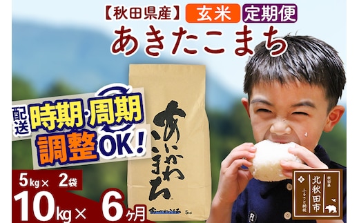 ※令和7年産※《定期便6ヶ月》秋田県産 あきたこまち 10kg【玄米】(5kg小分け袋) 2025年産 お届け時期選べる お届け周期調整可能 隔月に調整OK お米 藤岡農産