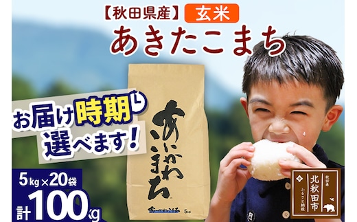 ※令和7年産※秋田県産 あきたこまち 100kg【玄米】(5kg小分け袋) 【1回のみお届け】2025年産 お届け時期選べる お米 藤岡農産
