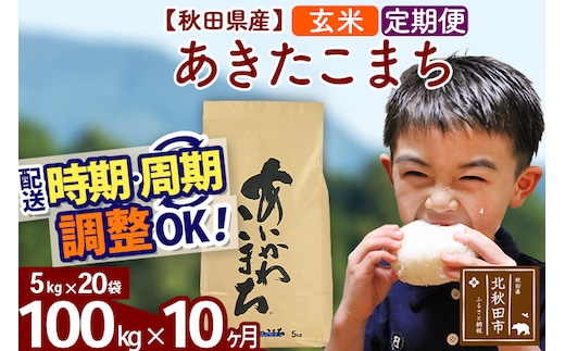 ※令和7年産※《定期便10ヶ月》秋田県産 あきたこまち 100kg【玄米】(5kg小分け袋) 2025年産 お届け時期選べる お届け周期調整可能 隔月に調整OK お米 藤岡農産