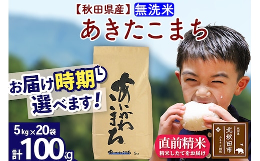 ※令和7年産※秋田県産 あきたこまち 100kg【無洗米】(5kg小分け袋) 【1回のみお届け】2025年産 お届け時期選べる お米 藤岡農産