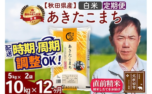 ※令和7年産※《定期便12ヶ月》秋田県産 あきたこまち 10kg【白米】(5kg小分け袋) 2025年産 お届け時期選べる お届け周期調整可能 隔月に調整OK お米 みそらファーム [みそらファーム 秋田 お米 あきたこまち 米どころ 東北 北秋田市 秋田県産 冷めてもおいしい おにぎり おむすび お弁当 白米]