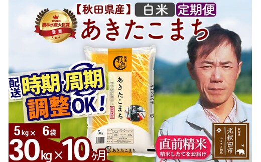 ※令和7年産※《定期便10ヶ月》秋田県産 あきたこまち 30kg【白米】(5kg小分け袋) 2025年産 お届け時期選べる お届け周期調整可能 隔月に調整OK お米 みそらファーム [みそらファーム 秋田 お米 あきたこまち 米どころ 東北 北秋田市 秋田県産 冷めてもおいしい おにぎり おむすび お弁当 白米]